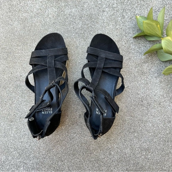 Eileen Fisher Sola Tumbled Nubuck Leather Sandal 6.5 - Picture 7 of 10